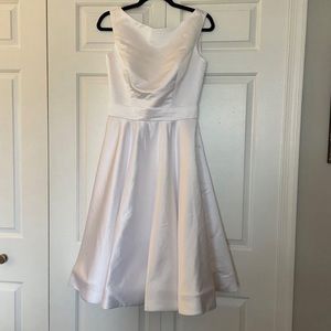 Knee Length Lined Satin Wedding Dress